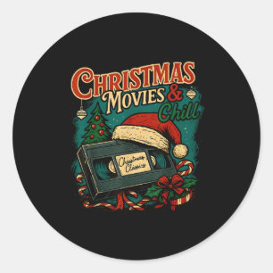 Christmas Movies Chill Retro Vhs Holiday Nostalgia Classic Round Sticker