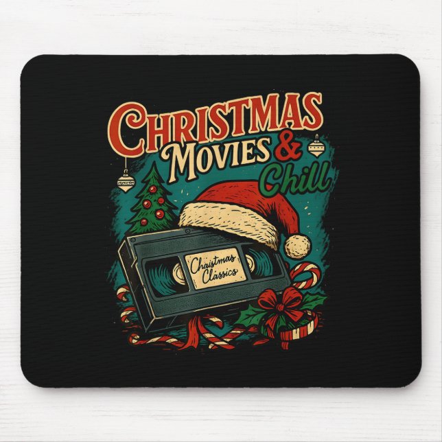 Christmas Movies Chill Retro Vhs Holiday Nostalgia Mouse Mat (Front)