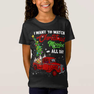 Christmas Movies Funny Border Collie Movies Red Tr T-Shirt