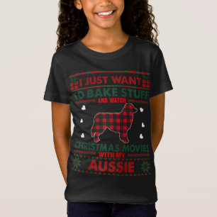 Christmas Movies With Aussie Dog Xmas Ugly Christm T-Shirt