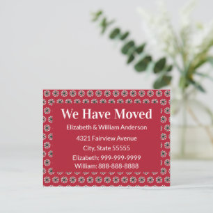 Christmas Moving Announcement Red Green and White Postcard