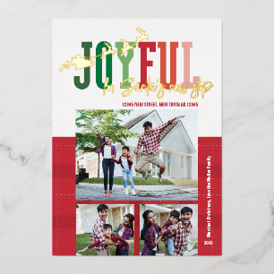 Christmas Moving Announcement, Santa's New Stop Foil Holiday Card