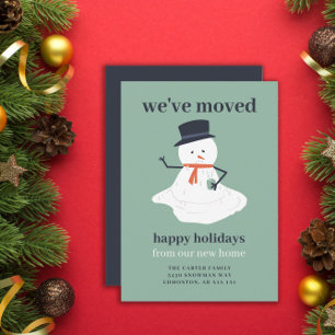 Christmas Moving Announcement Snowman Cute Holiday