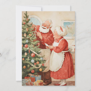 Christmas Mr and Mrs Claus Retro Vintage Simple   Holiday Card
