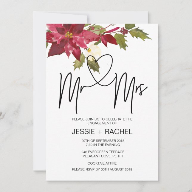 Christmas Mr And Mrs Engagement Party Invitations (Front)