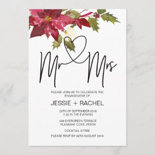 Christmas Mr And Mrs Engagement Party Invitations