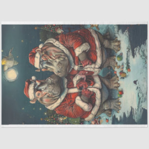Christmas Mr. Mrs. Santa Claus Decoupage Tissue Paper