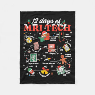 Christmas Mri Tech 12 Days Of Mri Technician New M Fleece Blanket