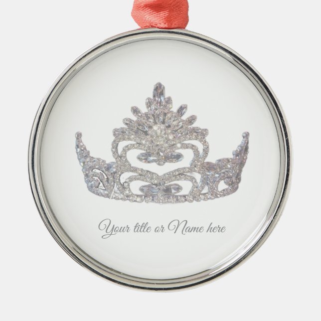 Christmas Mrs. America-like Crown Glass Ornament (Front)