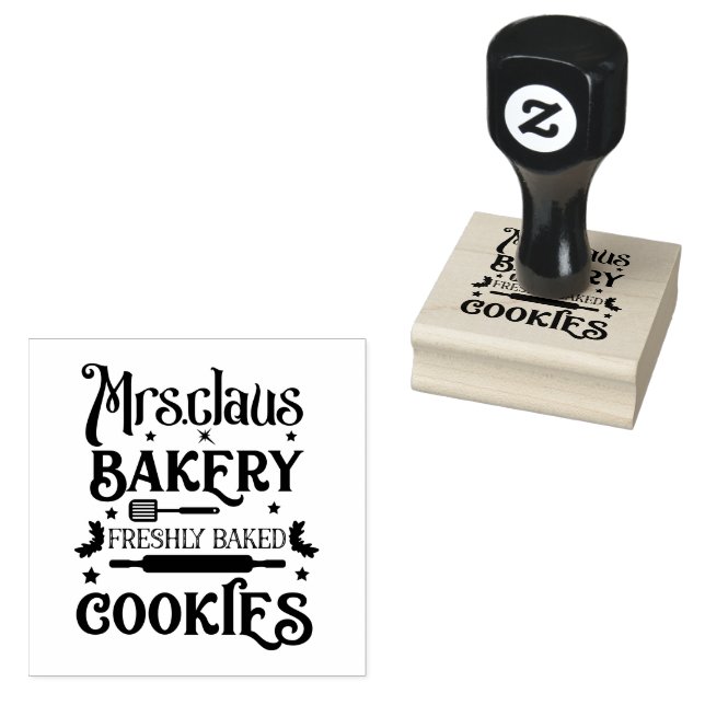 Christmas Mrs. Claus Bakery Rubber Stamp (Stamped)