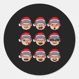 Christmas Mrs Claus Faces Fun Boys Girls Kids Xmas Classic Round Sticker