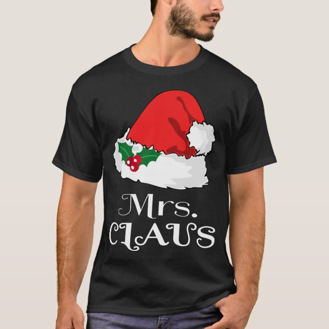 Christmas Mrs. Claus Matching Pajama Santa Hat X-m T-Shirt (Front)