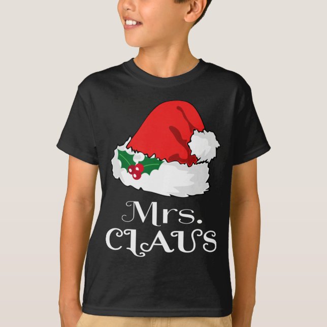 Christmas Mrs. Claus Matching Pajama Santa Hat X-m T-Shirt (Front)