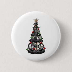 Christmas Mtb Mountain Biking Tree Xmas Funny Men 6 Cm Round Badge