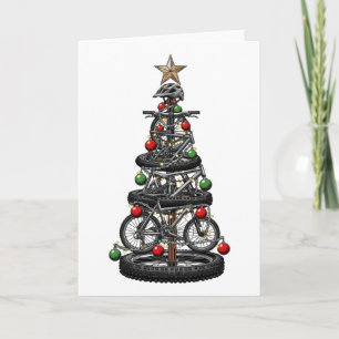 Christmas Mtb Mountain Biking Tree Xmas Funny Men  Card