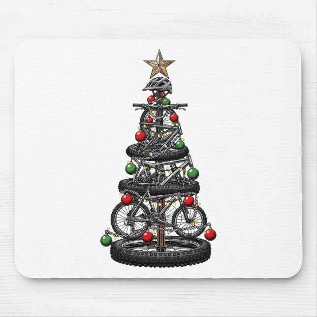 Christmas Mtb Mountain Biking Tree Xmas Funny Men  Mouse Mat (Front)