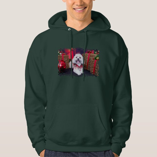 Christmas - Muffie - Lhasa Apso Hoodie (Front)