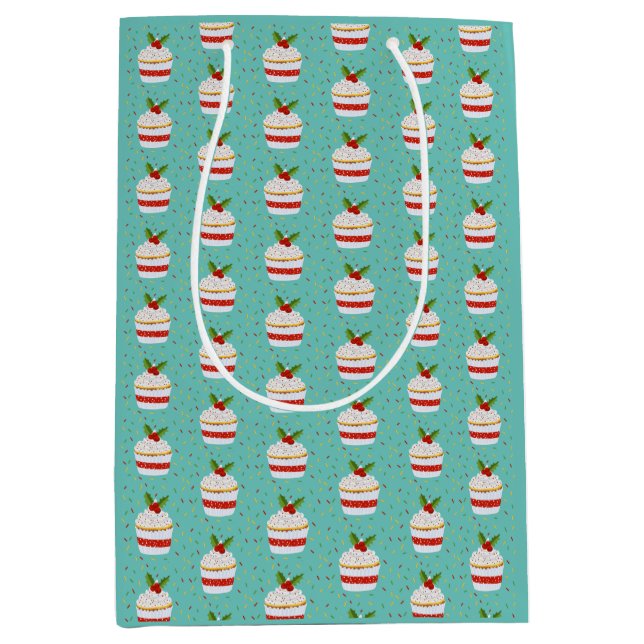Christmas muffin cupcake cake bundt wrapping paper medium gift bag (Front)