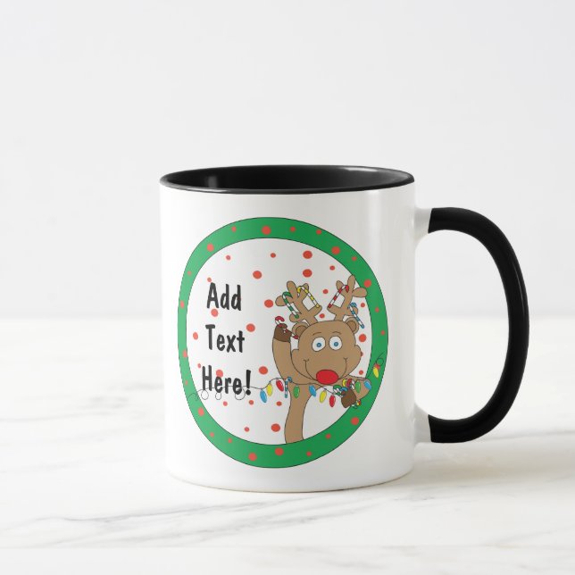 Christmas Mug 11 oz. Reindeer Personalise (Right)