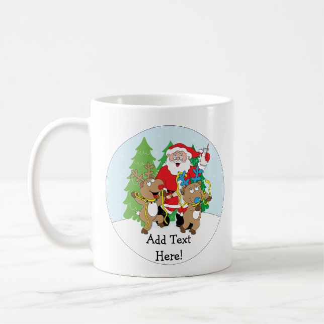 Christmas Mug 11 oz. Santa Reindeer Personalise (Left)