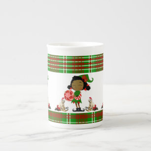 Christmas Mug, African Elf, Merry Christmas Bone China Mug
