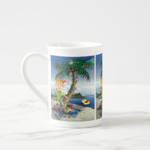 Christmas Mug, Beach Bum Santa, Merry Christmas Bone China Mug