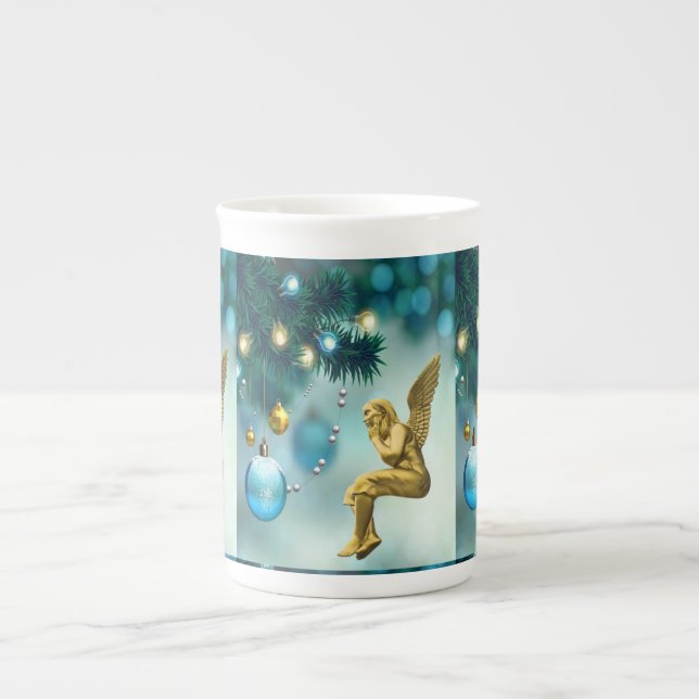 Christmas Mug, Christmas Angel, Merry Christmas Bone China Mug (Front)