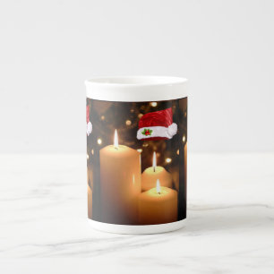 Christmas Mug, Christmas Candle Bone China Mug