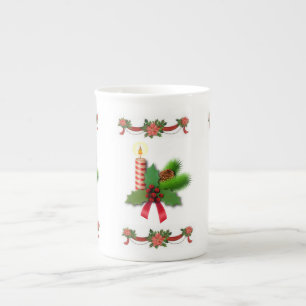 Christmas Mug, Christmas Candle Bone China Mug