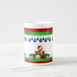 Christmas Mug, Christmas Candle Bone China Mug