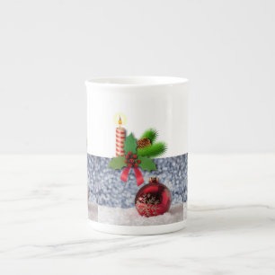 Christmas Mug, Christmas Candle, Merry Christmas Bone China Mug