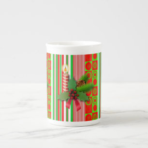 Christmas Mug, Christmas Candle, Merry Christmas Bone China Mug