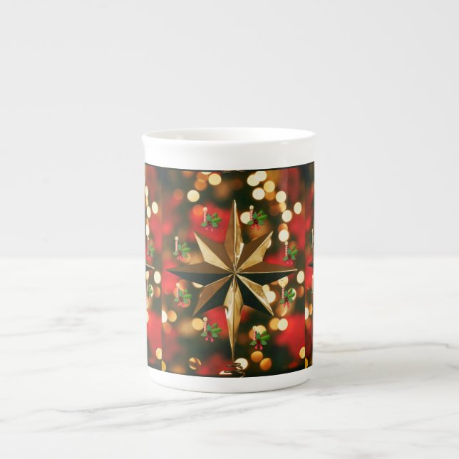Christmas Mug, Christmas Candle, Merry Christmas Bone China Mug (Front)