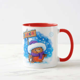 Christmas mug custom name Peace Robin