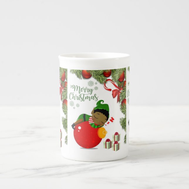 Christmas Mug, Elf Bone China Mug (Front)