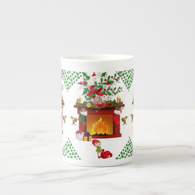 Christmas Mug, Elf Bone China Mug (Front)