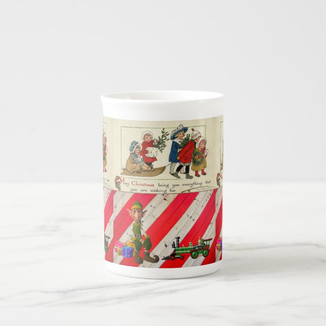 Christmas Mug, Elf, Merry Christmas Bone China Mug (Front)