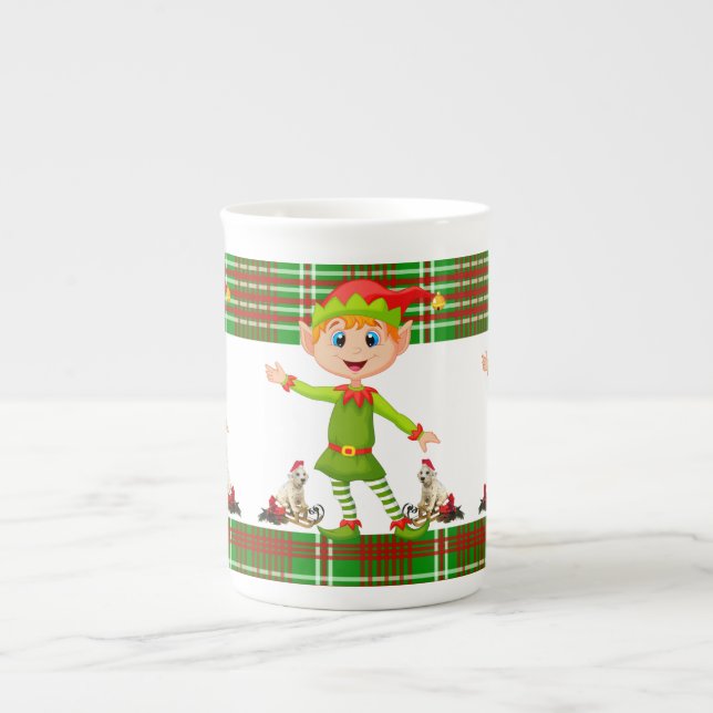 Christmas Mug, Elf, Merry Christmas Bone China Mug (Front)