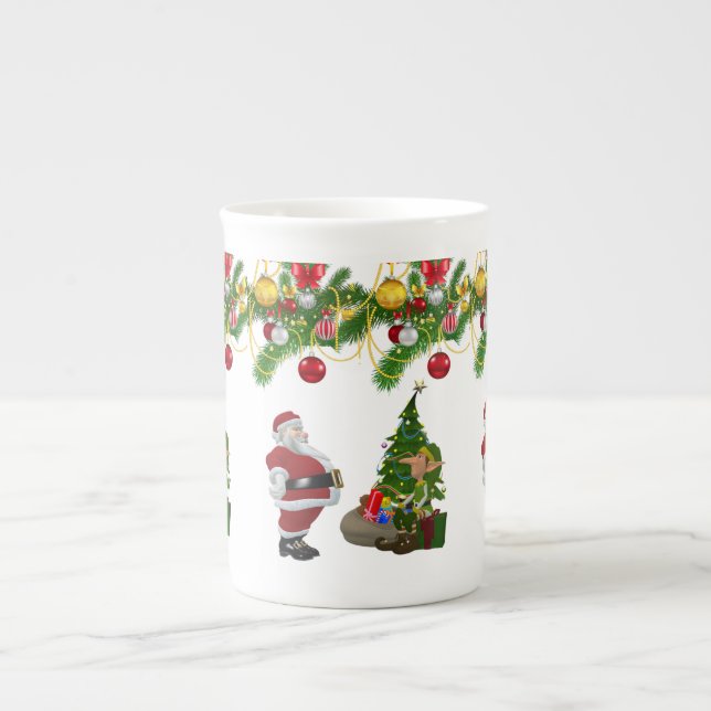 Christmas Mug, Elf, Merry Christmas Bone China Mug (Front)