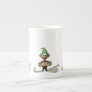 Christmas Mug, Elf, Merry Christmas Bone China Mug