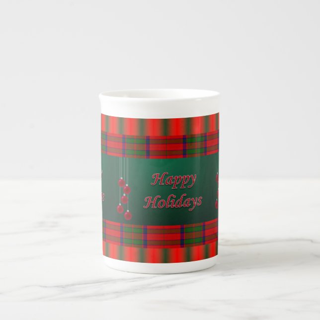 Christmas Mug, Happy Holidays Bone China Mug (Front)