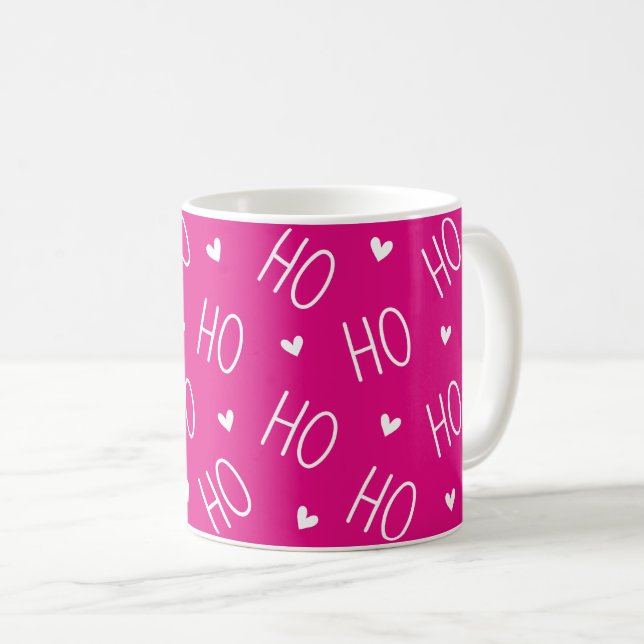 Christmas Mug | Ho Ho Ho Santa Heart Cute Girly (Front Right)