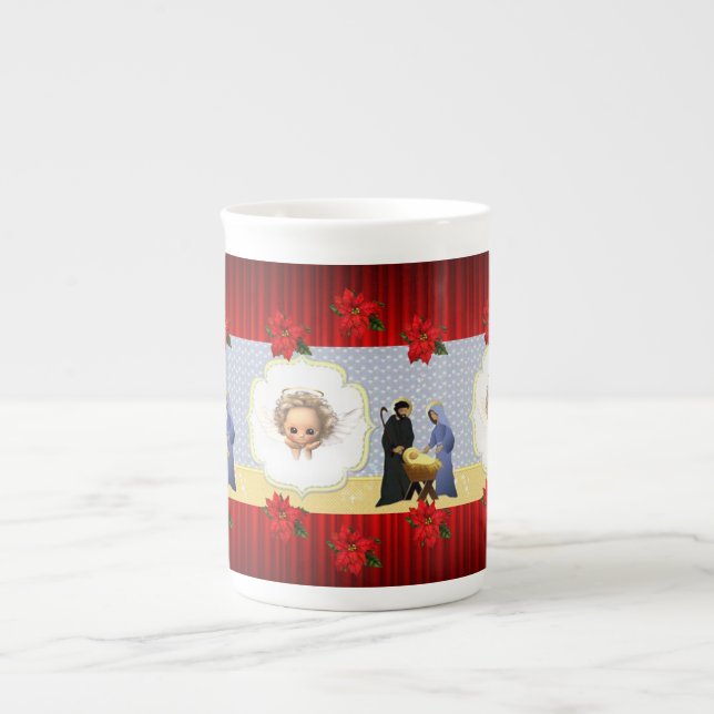 Christmas Mug, Jesus Christ, Angel Bone China Mug (Front)