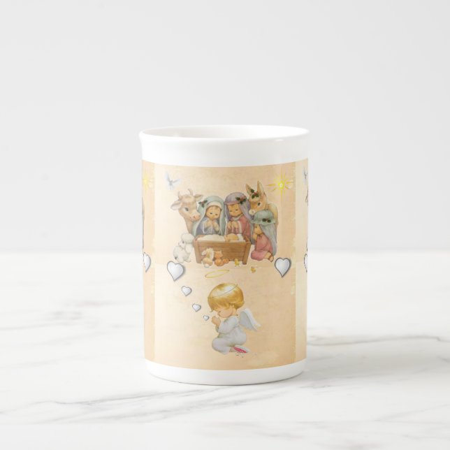 Christmas Mug, Jesus Christ, Angel Bone China Mug (Front)