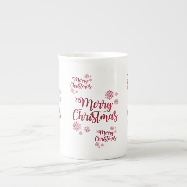 Christmas Mug, Merry Christmas Bone China Mug (Front)
