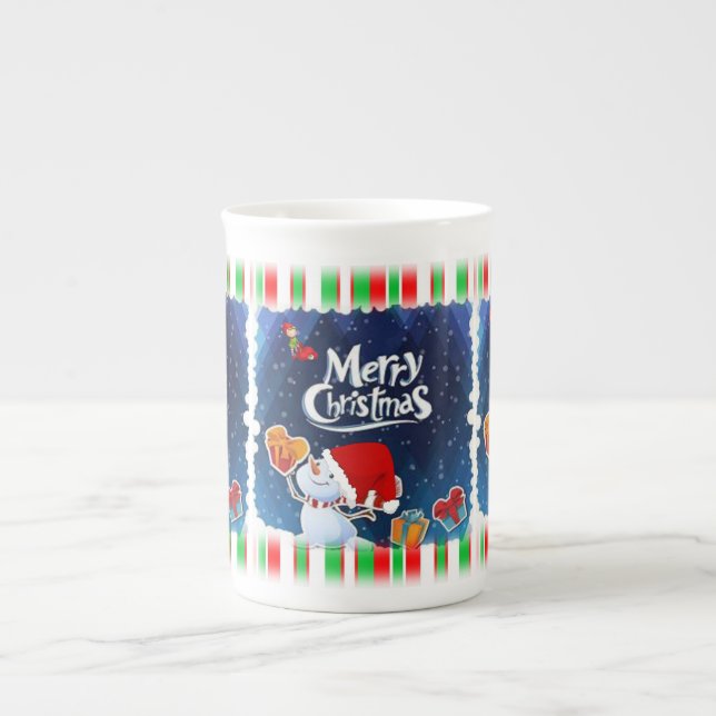Christmas Mug, Merry Christmas Bone China Mug (Front)