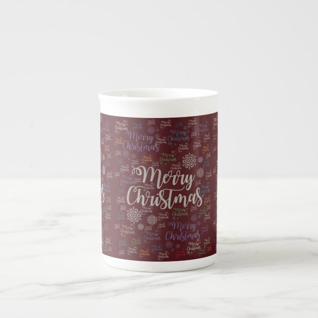 Christmas Mug, Merry Christmas Bone China Mug (Front)