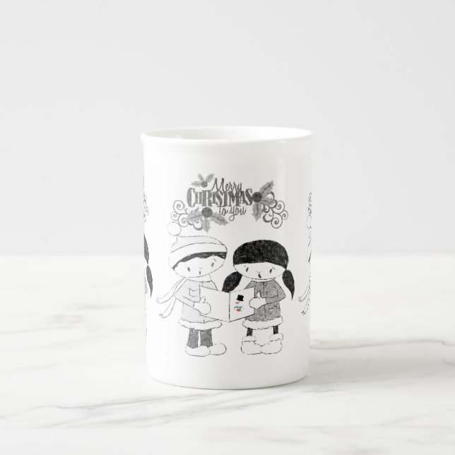 Christmas Mug, Merry Christmas Bone China Mug (Front)