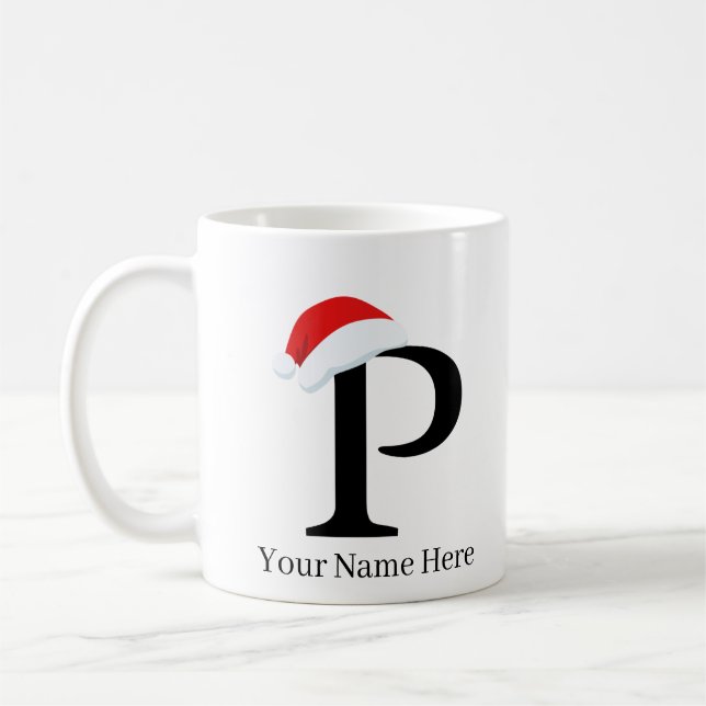 Christmas Mug "P" Initial (Left)