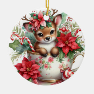 Christmas Mug Reindeer 6 Ceramic Tree Decoration